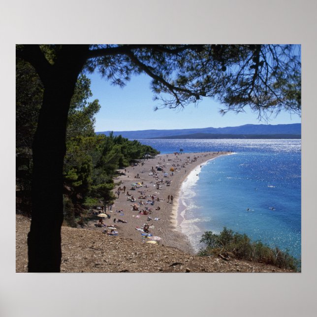 Kroatien, Brac-ön, Bol, Golden Cape Beach Poster (Framsidan)