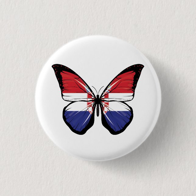 Kroatien Butterfly Flagga Knapp (Framsida)