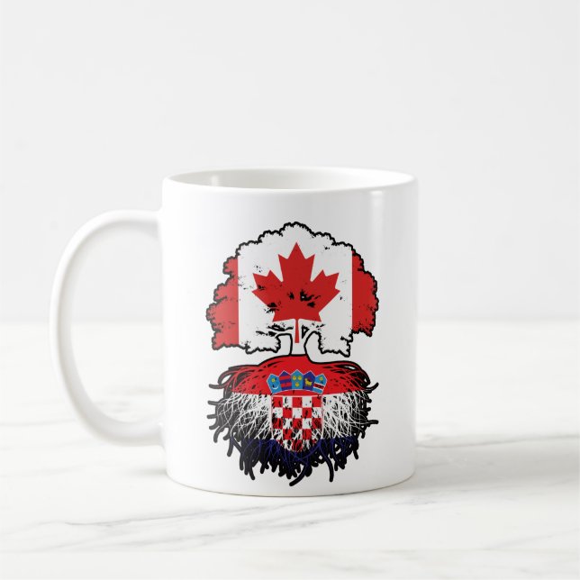 Kroatien Canadian Canada Träd Roots Flagga Kaffemugg (Vänster)