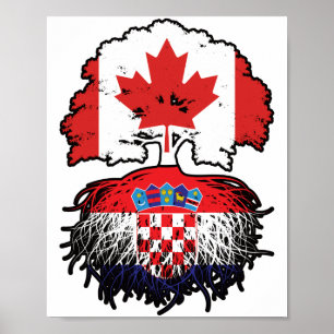 Kroatien Canadian Canada Träd Roots Flagga Poster