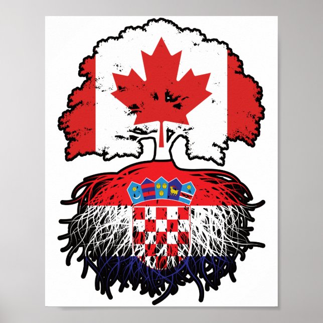Kroatien Canadian Canada Träd Roots Flagga Poster (Framsidan)