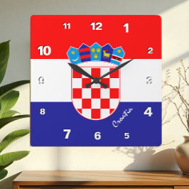 Kroatien Clock, patriotiskt hem, kroatiska Flagga Fyrkantig Klocka