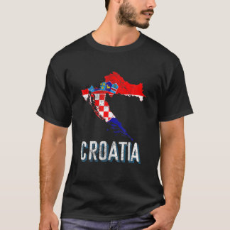 Kroatien Croat Flagga Karta Zagreb Dubrovnik S T Shirt