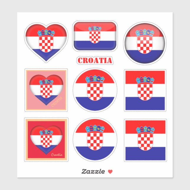 Kroatien-dekaler & kroatisk flagga, hjärta /sport klistermärken (Ark)