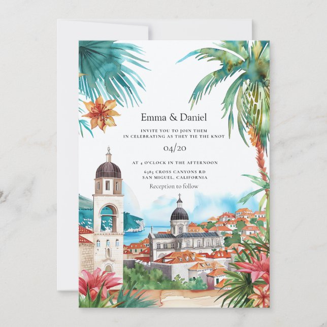 Kroatien Destination Wedding Inbjudningar (Framsida)