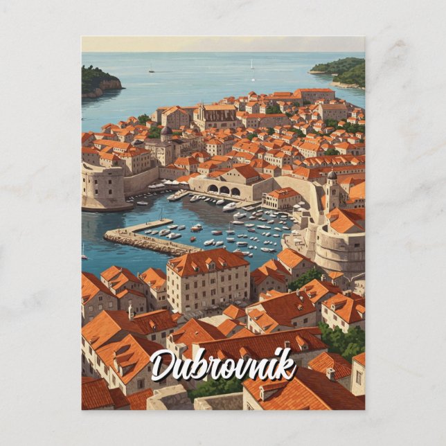 Kroatien Dubrovnik Travel Vykort (Framsida)