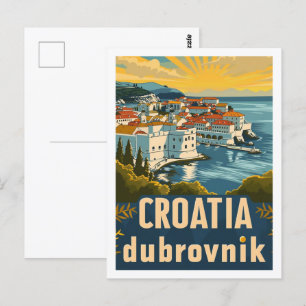 Kroatien Dubrovnik Vintage Berömd Travel Ställe Vykort