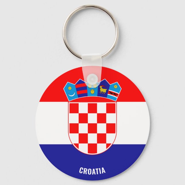 Kroatien Flagga Charming Patriotic Nyckelring (Framsida)