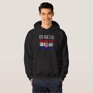 Kroatien Flagga Distress - Kroatiens Flagga Hoodie