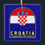 Kroatien Flagga Emblem Distress Vintage Julgransprydnad Keramik<br><div class="desc">Kroatien hade en nödlidande emblem med flagga och jacka av arm.</div>