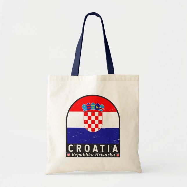 Kroatien Flagga Emblem Distress Vintage Tygkasse (Framsidan)