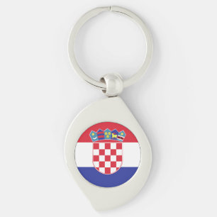 Kroatien Flagga Emblem Swirl Silverfärgad Nyckelring
