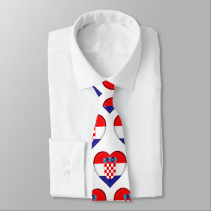 Kroatien Flagga Färg Heart Mönster Neck Tie Slips