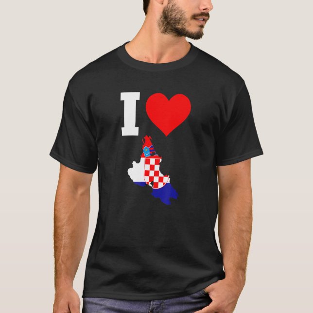 Kroatien flagga för Krk I Kärlek Krk T Shirt (Framsida)