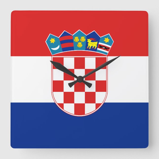 Kroatien Flagga Fyrkantig Klocka (Framsida)