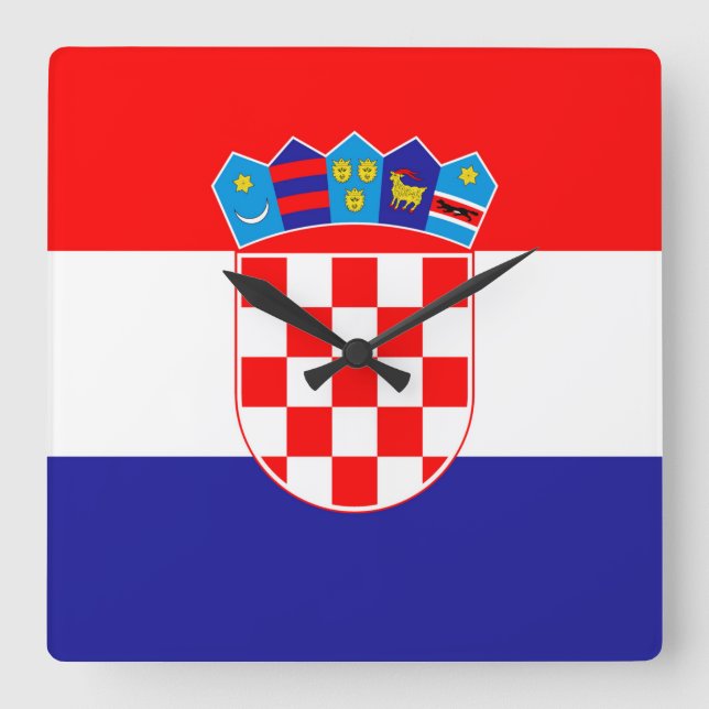 Kroatien Flagga Fyrkantig Klocka (Framsida)