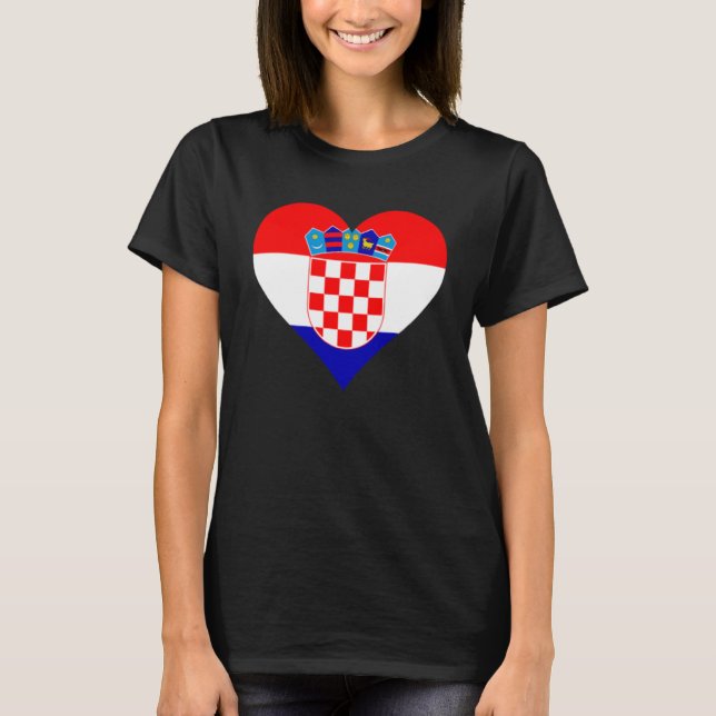 Kroatien Flagga Heart Kroatien Kärlek Kroatien T Shirt (Framsida)