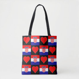 Kroatien Flagga Heart Mönster Patriotic Kroatiska Tygkasse