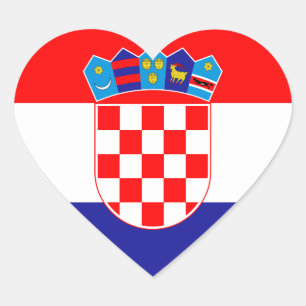 Kroatien Flagga Heart Sticker Hjärtformat Klistermärke