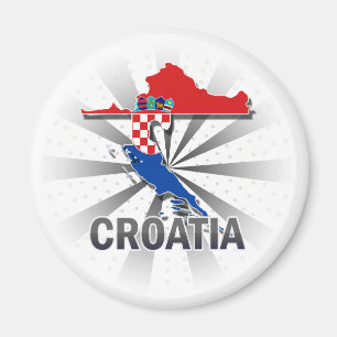Kroatien Flagga Karta 2.0 Magnet