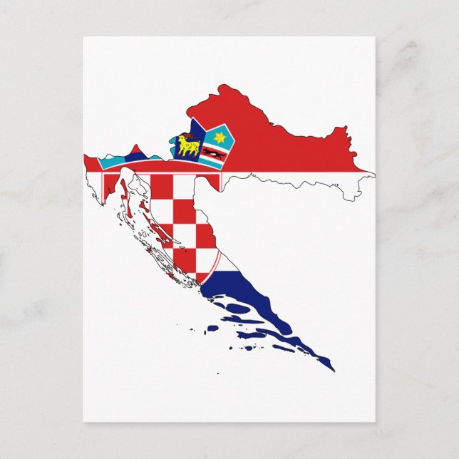 Kroatien Flagga karta HR Hrvatska Vykort (Framsida)