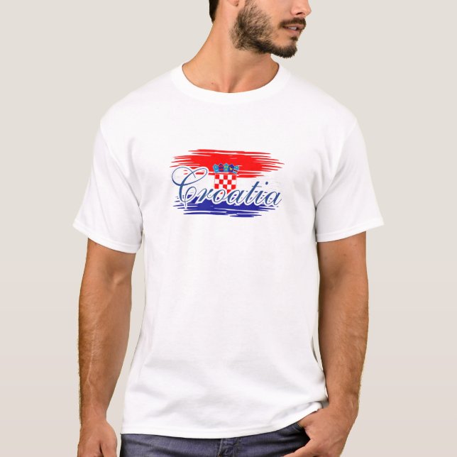 Kroatien flagga karta t shirt (Framsida)