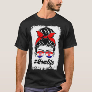 Kroatien Flagga Kroatiens Mamma Messy Bun Mamma Li T Shirt
