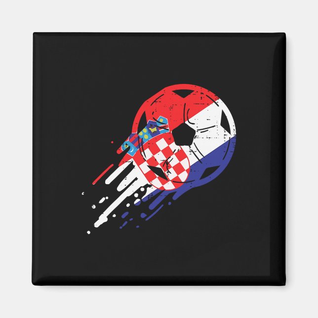 Kroatien Flagga Kroatisk Fotboll Fan Man Kvinnor  Magnet (Framsidan)