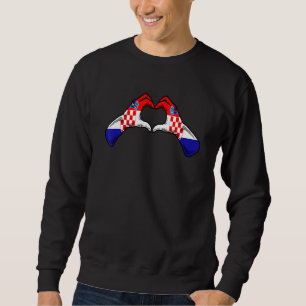 Kroatien Flagga Kroatisk Hjärta 1 Lång Ärmad Tröja