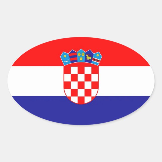 Kroatien flagga ovalt klistermärke (Framsida)