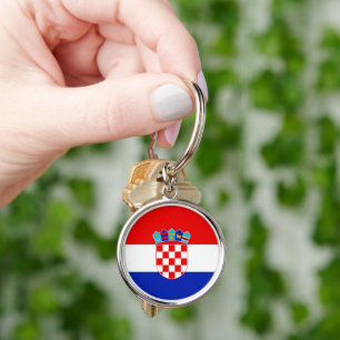 Kroatien Flagga Patriotisk Rund Nyckelring