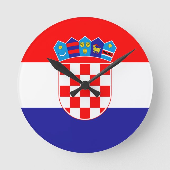 Kroatien Flagga Rund Klocka (Framsida)