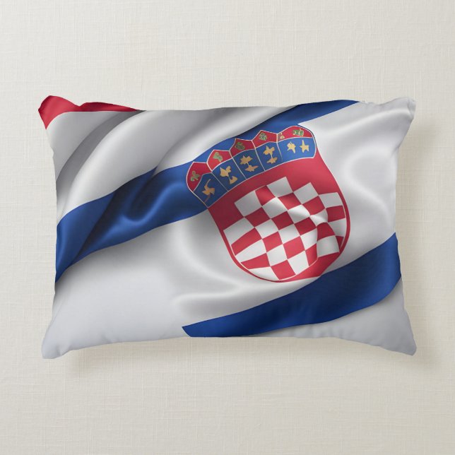 Kroatien flagga silke struktur prydnadskudde (Framsidan)