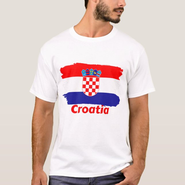 Kroatien Flagga T Shirt (Framsida)