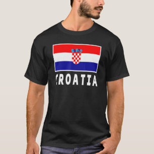 Kroatien Flagga Vintage Stil Retro Kroatisk Fotbol T Shirt
