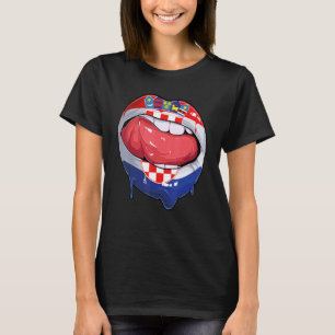 Kroatien Fläkt Flagga Mouth Ocer Kroatiska T Shirt