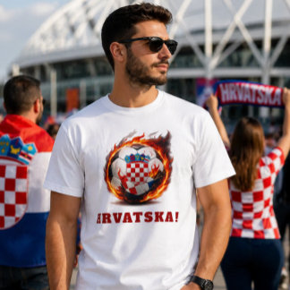 Kroatien Fotboll Eld Boll Fan Design T Shirt