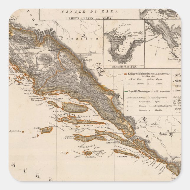 Kroatien Fyrkantigt Klistermärke (Framsida)