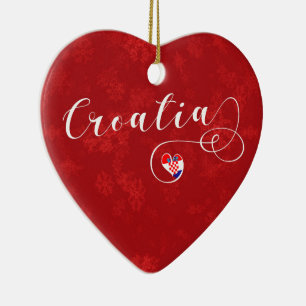 Kroatien Heart, Julgran Ornament, Kroatien Julgransprydnad Keramik