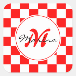 Kroatien | Hrvatska | Namn Monogram Fyrkantigt Klistermärke