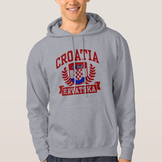 Kroatien Hrvatska Sweatshirt Med Luva (Framsida)