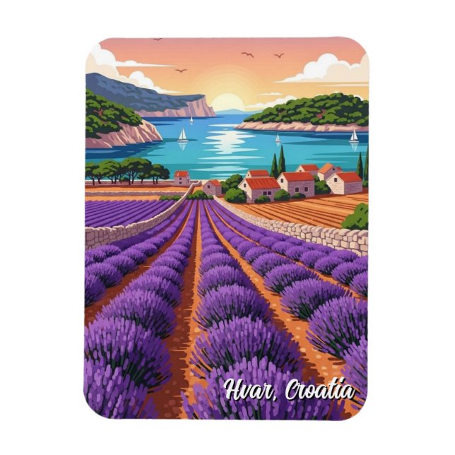 Kroatien Hvar Lavendelfält Magnet (Vertikal)