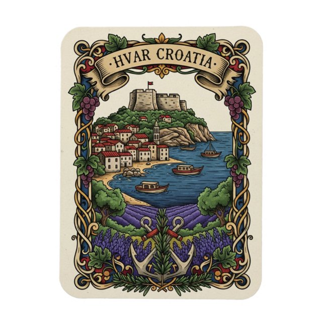 Kroatien Hvar Lavendelfält Magnet (Vertikal)