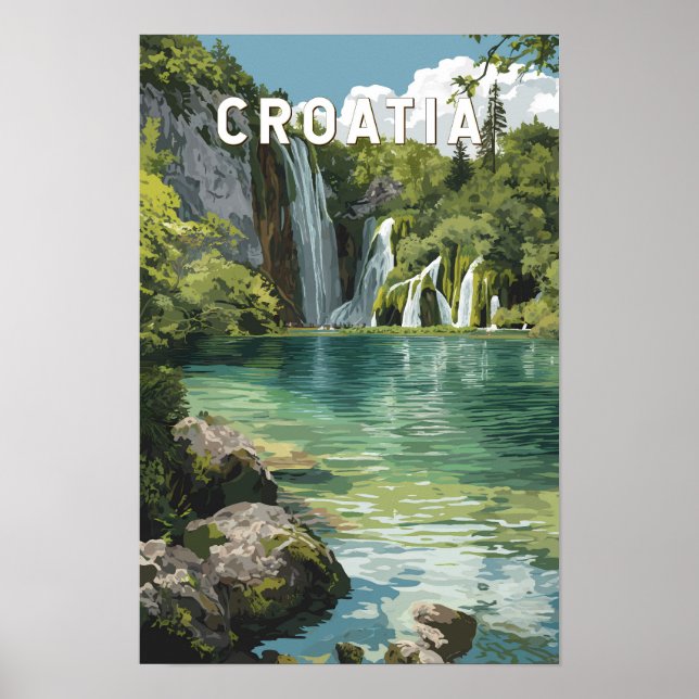 Kroatien Illustration Resa Konst Vintage Poster (Framsidan)