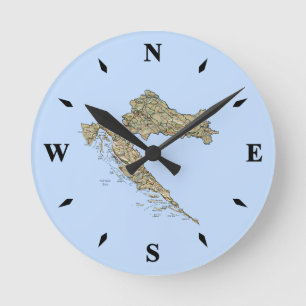 Kroatien Karta Clock Rund Klocka