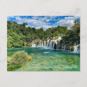 Kroatien, Krka-vattenfallen avlägsen panoramavy Helg Vykort