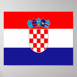Kroatien - Kroatiens flagga - Poster