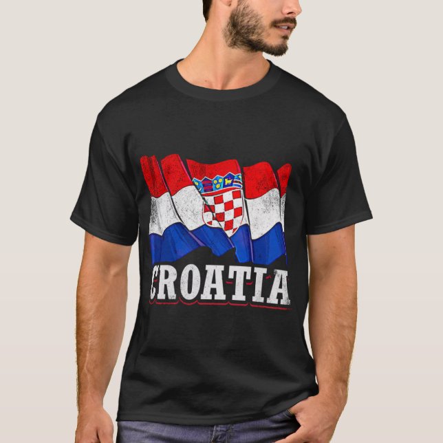Kroatien Kroatisk flagga T Shirt (Framsida)