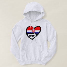 Kroatien Land Code Flagga Heart Hrvatska Hoodie