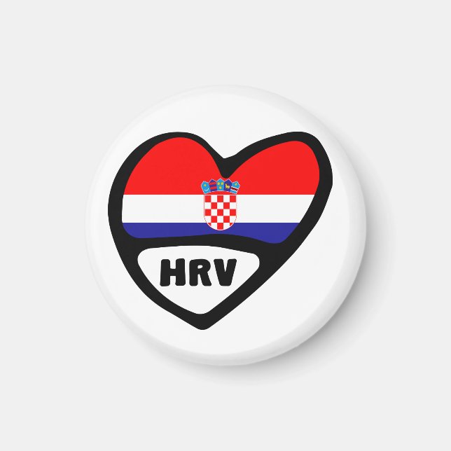 Kroatien Land Code Flagga Heart Hrvatska Magnet (Framsidan)